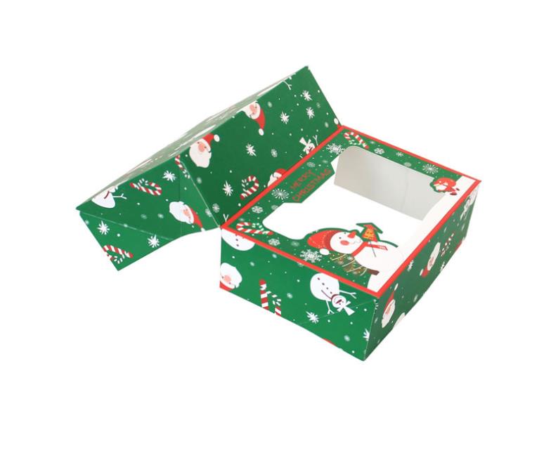 Julklapp Box Santa Papercard Kraft Present Party Favor Baking Cake Box Muffin Paper Packing SN6844