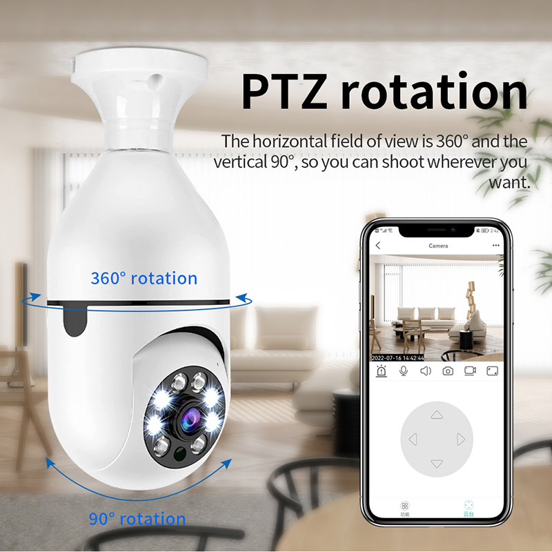 A6 Light Bulb Camera 200W HD 1080P Night Vision Motion Detection E27 Bulb Cams Indoor Outdoor Network Security Monitor IP Cameras