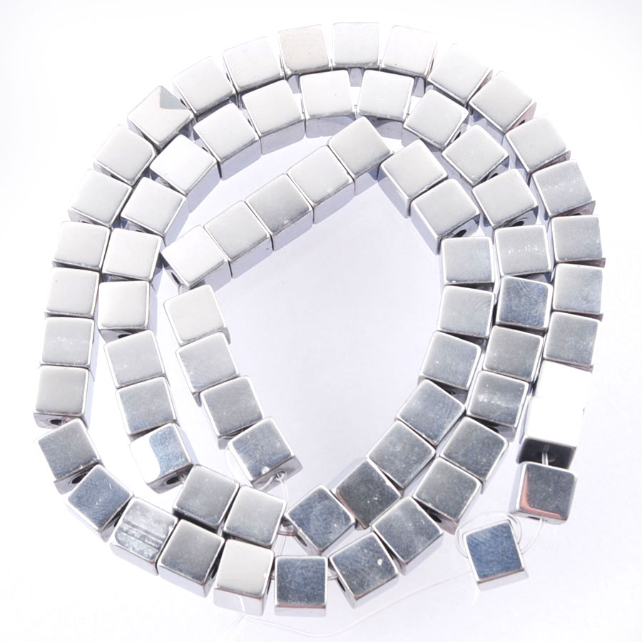 Silver Natural Hematite Materials Stone Spacer Beads Square Charmy Cube For Jewelry Making Diy Necklace Accessories BL324