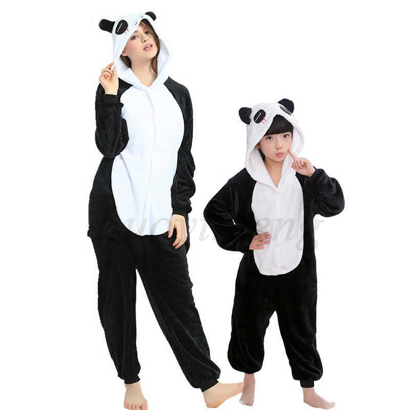 Pyjamas winter panda onesie vrouwen volwassenen dieren pyjama's kigurumi steek slaapkleding flanel pyjama's kinderen kostuum boy girl deken slapers t221018