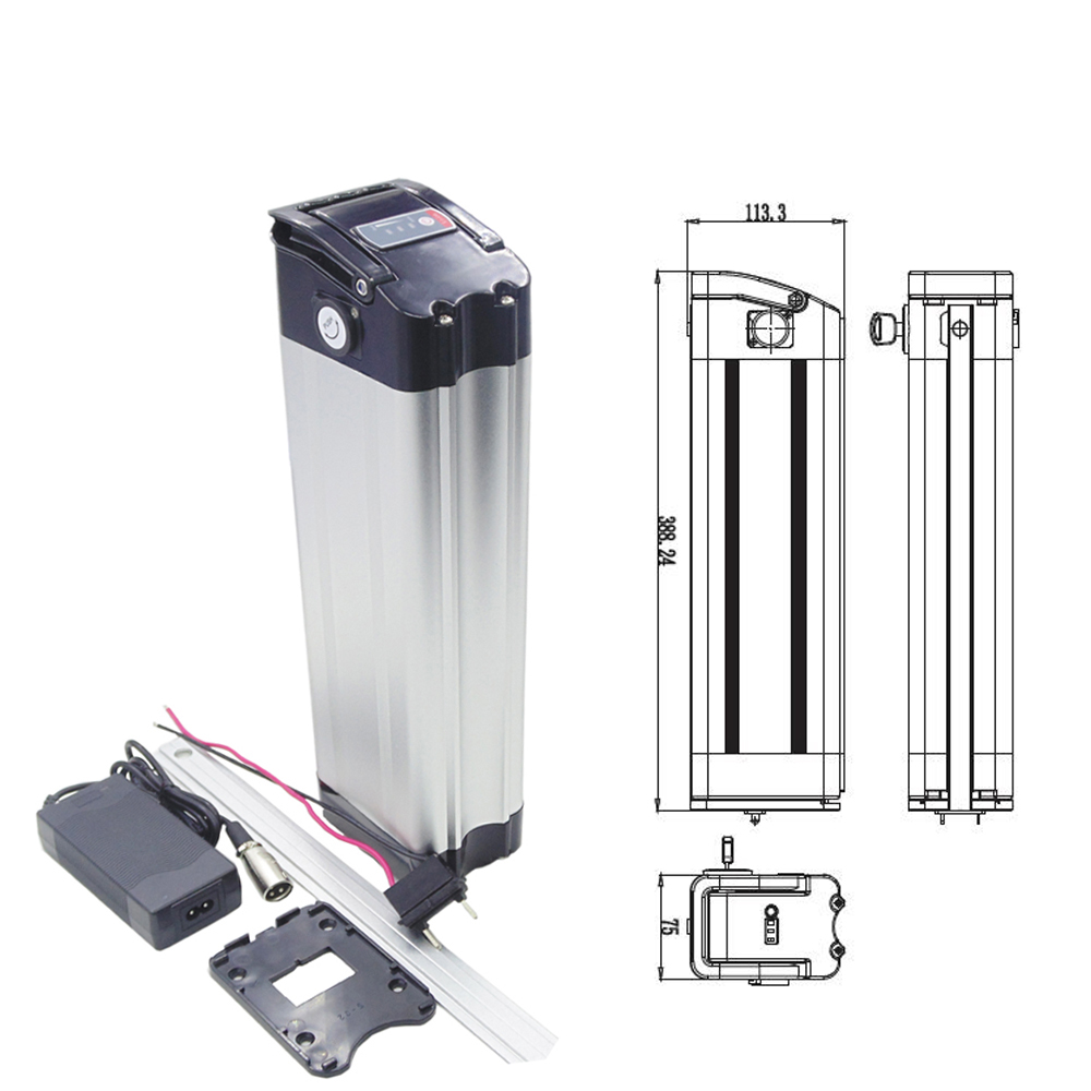 Middle Tube Battery 36V 15Ah 18Ah 19.2Ah 21Ah Silver Fish Battery with Charger for Folding Electric Bicycle