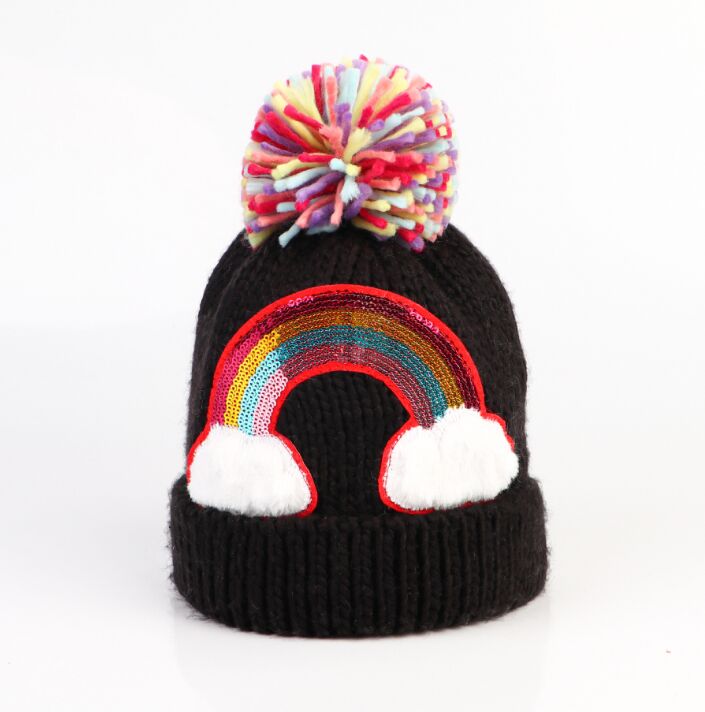 Ragazze arcobaleno lavora a maglia berretti bambini berretti di peluche cappelli di cotone ragazzi prezzo di fabbrica