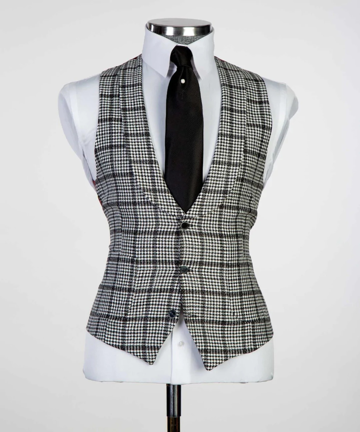 Two Piece Fashion Houndstooth Wedding Tuxedos Men Suits Custom Made Jacket Glen Plaid Polyester Två Button Tuxedos Peaked Lapel Blazer Business Casual Coat