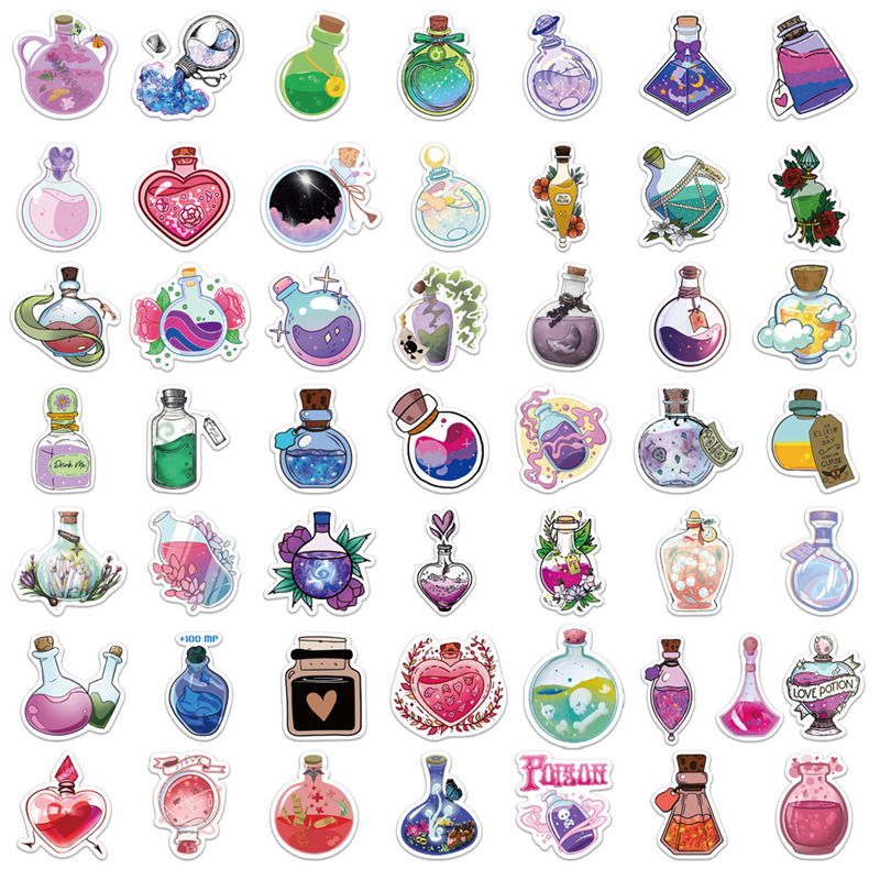 50st Cartoon Potion Bottle Stickers Magic Potion Pharmacist Graffiti Kids Toy Skateboard Car Motorcykel Cykel klistermärke Dekaler Partise