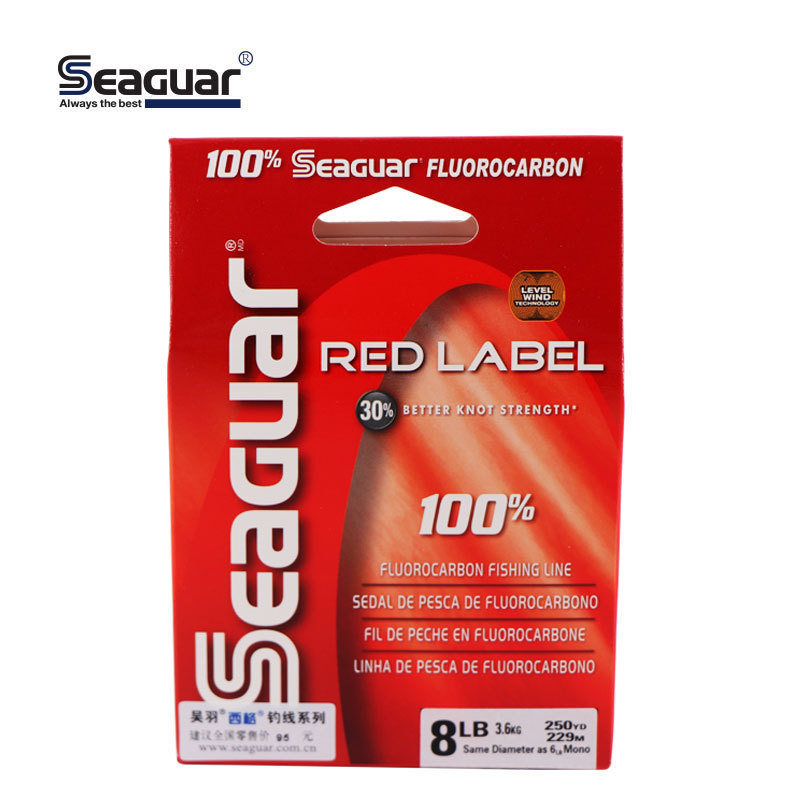 브레이드 라인 Seaguar 빨간색 라벨 Fluorocarbon 6LB 20LB 160-180M 테스트 탄소 섬유 모노 필라멘트 잉어 와이어 리더 라인 221019