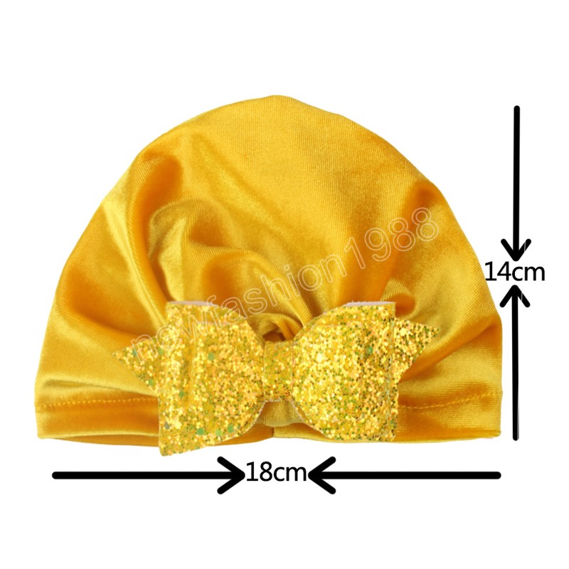 Bunte Pailletten-Bowknot-Haar-Accessoires, Kleinkind-Mütze, bequem, warm, Baumwolle, Säuglingskappen, modische Schleifen, Kopfbedeckung, Kleidung, Dekoration