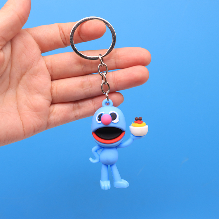 감압 장난감 Kawaii Sesame Street Keychain 만화 인형 소프트 키 삐걱 거리는 열쇠 고리 자동차 백팩 키 홀더 귀여운 키 버클 선물 D18