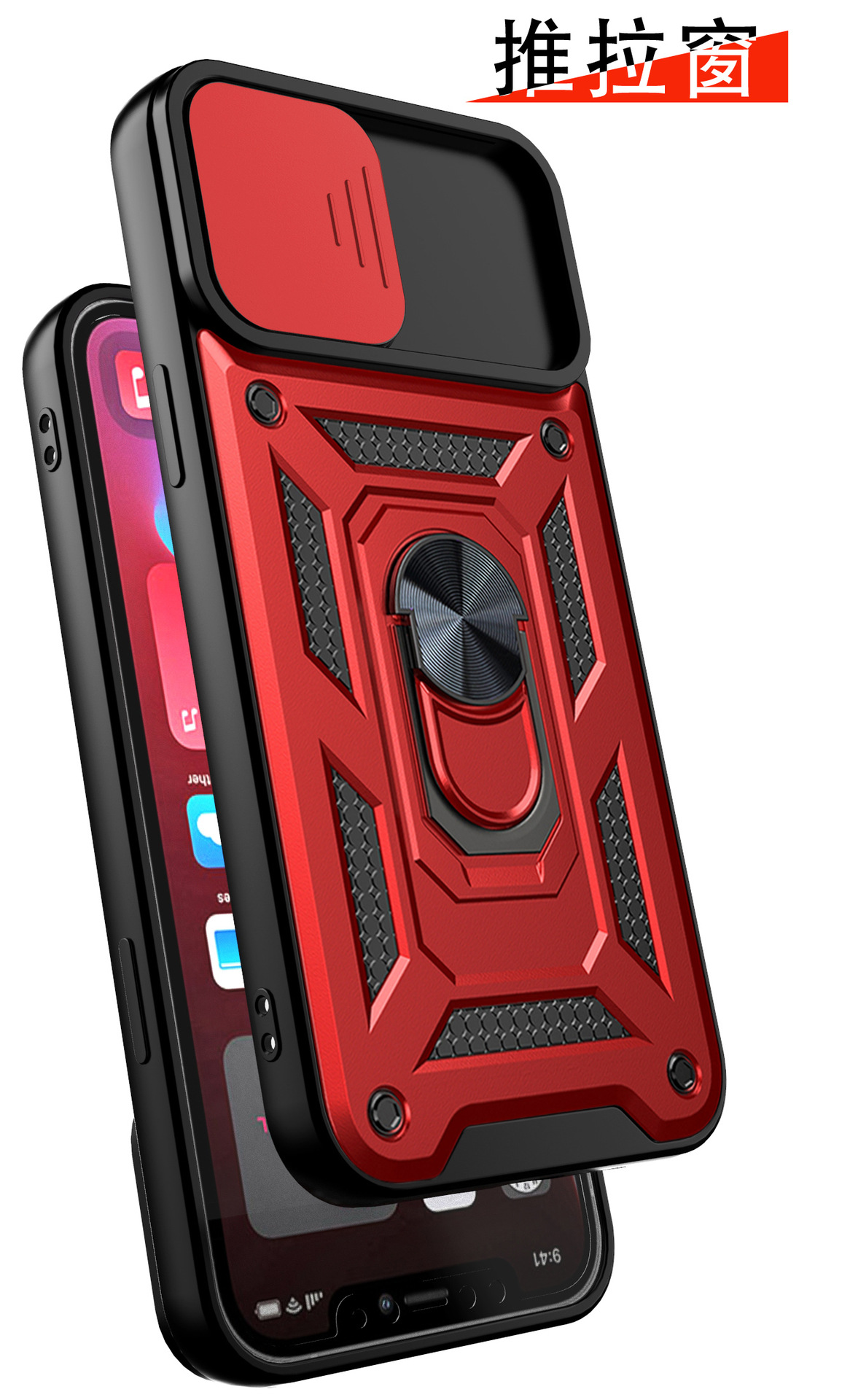 Custodie telefoni Armor Iphone 14 13 12 11 Mini Plus Max X XR XS 8 7 Finestra scorrevole Cavalletto Custodia antiurto Custodia Cover