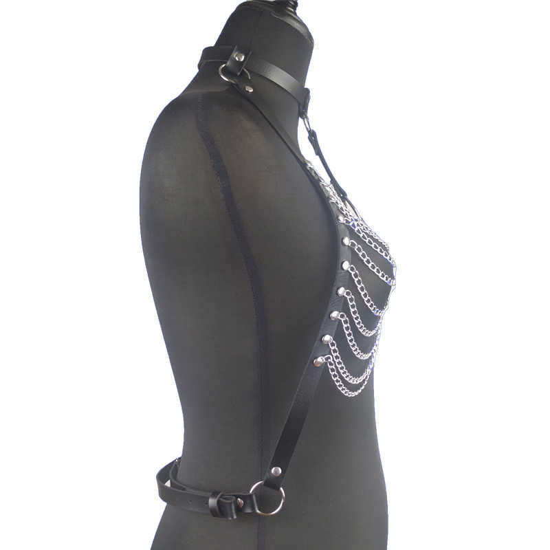 Articoli di bellezza Nieuwe sexyy Vrouwen Chain Harnas Beha Lingerie Verstelbare Pu Lederen Bondage Jarretel Gothic Bandjes Prom Nachtclub Kleding Bdsm