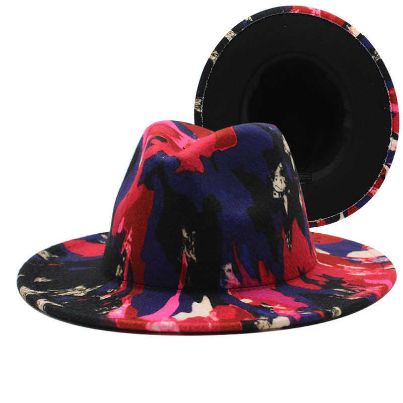 Bonnet / Crâne Casquettes Chapeau De Laine À Larges Bords Clown Graffiti Fedora Jazz Chapeau Haut De Forme Femmes Fascinators Pour Les Mariages Cowboy Trilby Parti Robe Habillée Cap Hommes T221013