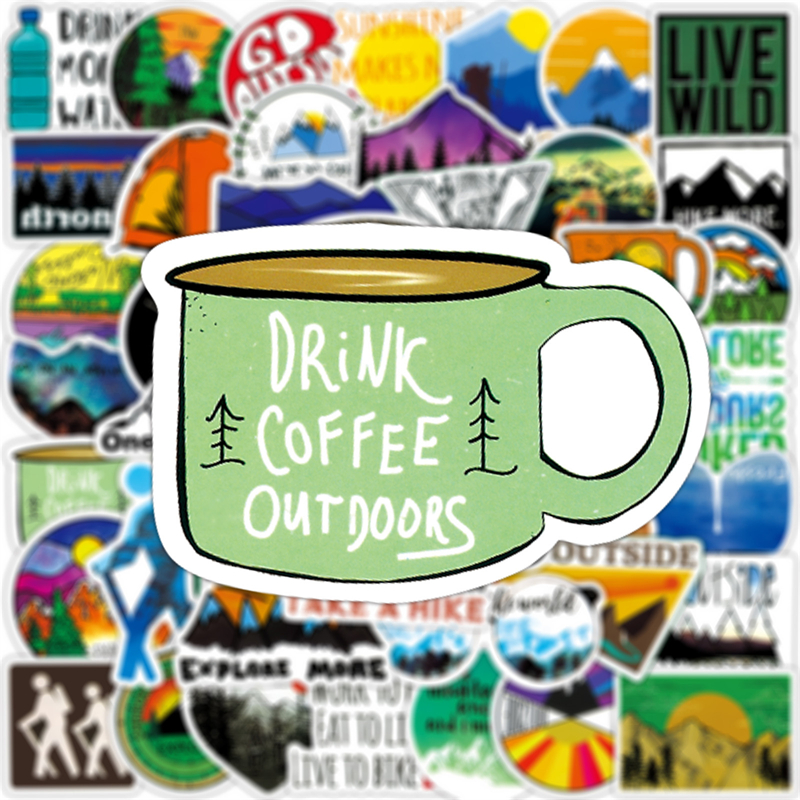 Outdoor Hiking Camping Adventure Nature Stickers Pack Car Bike Luggage Sticker Laptop Skateboard Motor Water Bottle Decal C50-322