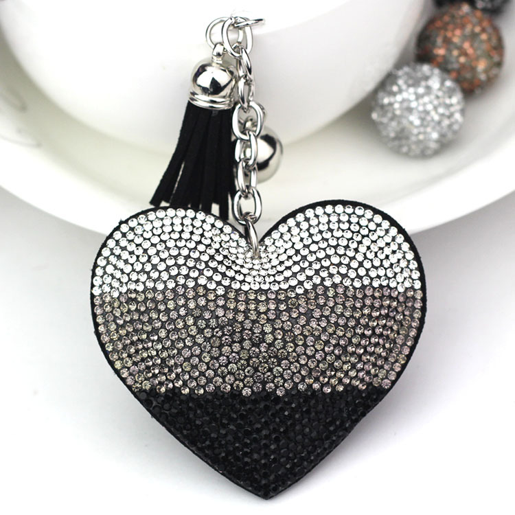 Cristal Velours Diamant Ensemble Pêche Amour Coeur Porte-clés Mode Gland Sacs Porte-clés Pendentif Drapeau International Porte-clés Bijoux Suspendus