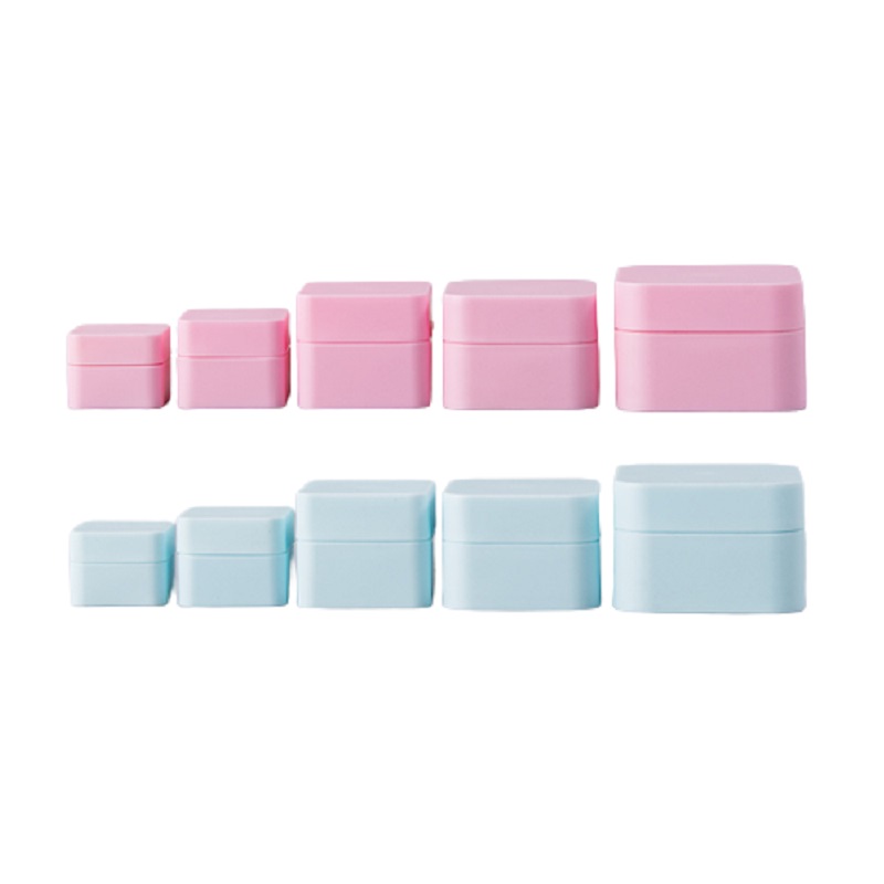 Plastic PP Skincare Cream Jars Refilleerbare fles Mat roze Blauw Wit Zwart Lege Cosmetische verpakking Portable Square Cream Pots Container 5G 10G 20G 30G 50G
