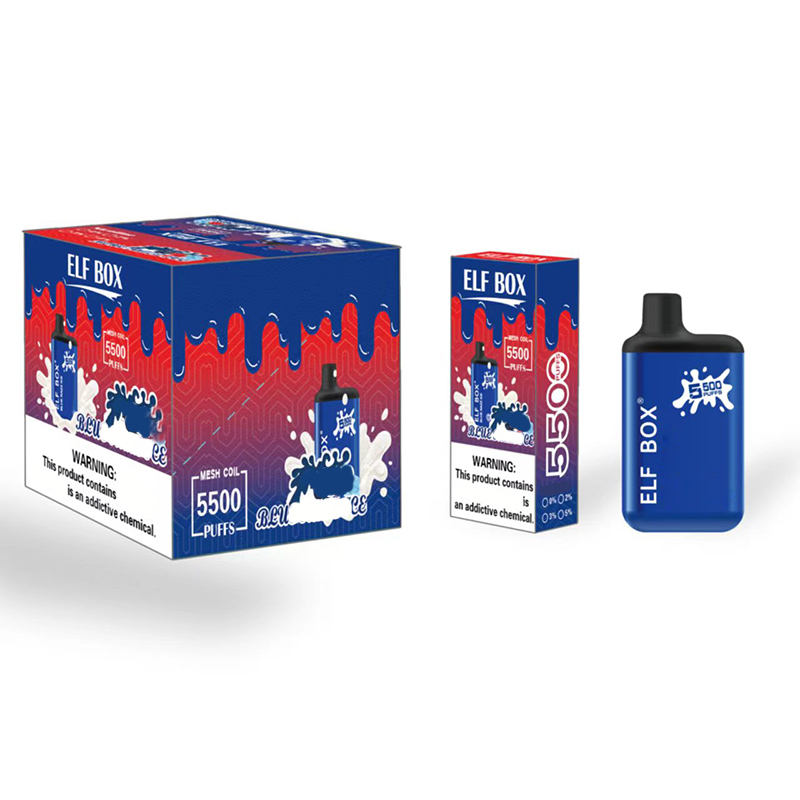 Original ELF Box 5500 Puffs Disponible Vape Pen E Cigarett med 0% 2% 3% 5% Laddningsbart 650mAh Batteri 13 ml Förfylld POD Bar Kit vs Lost Mary