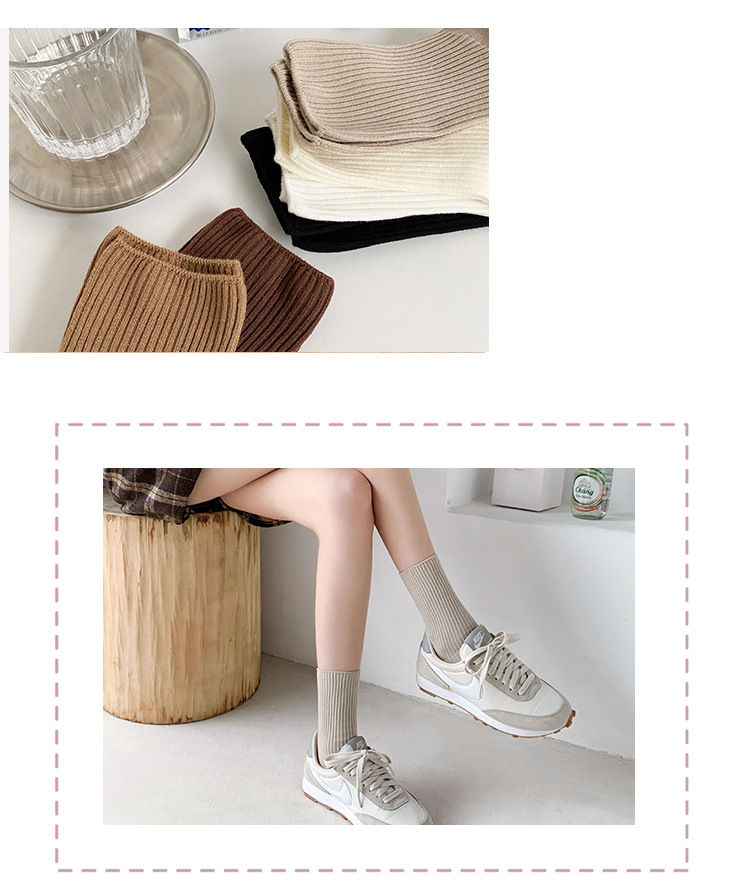 Adolescentes crian￧as meias de cor s￳lida design menina mulher 100% algod￣o meia para o inverno primavera