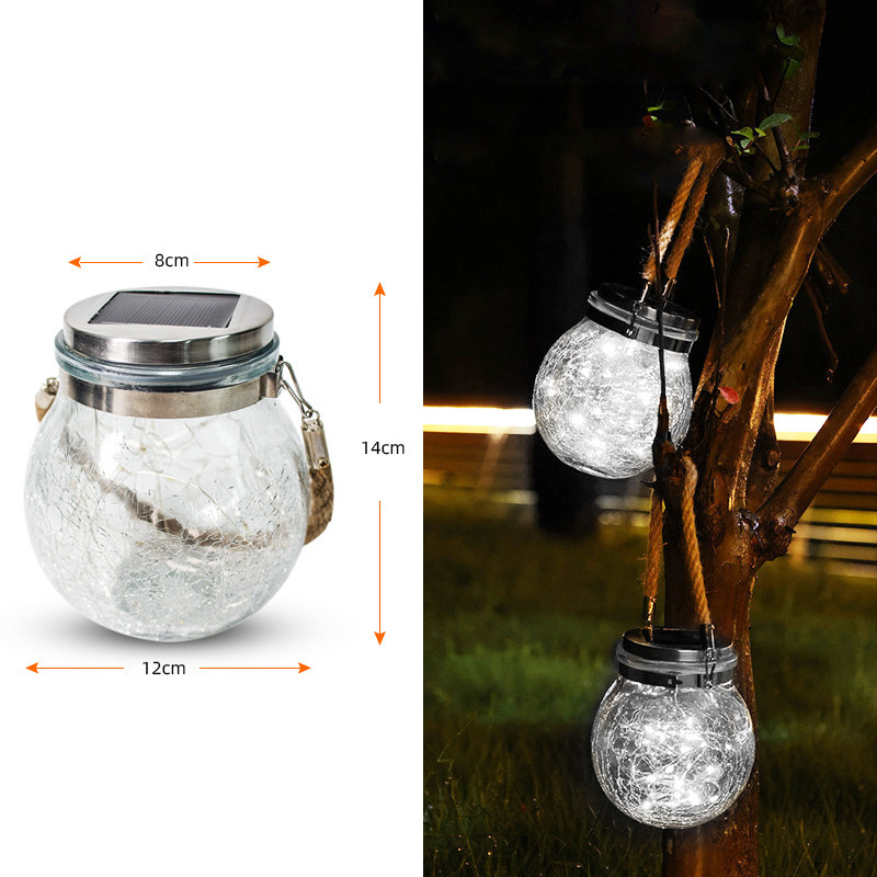 Luzes de bola de vidro solar led de vidro decorações de jardim de Natal Luzes de suspensão