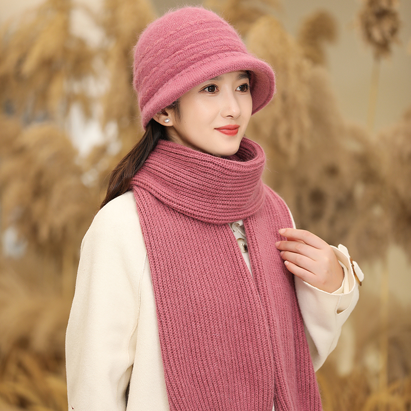 Women Winter Hat Long Scarf Set Thick Warm Ladies Mother Gift Russian Winter Outdoor Sets