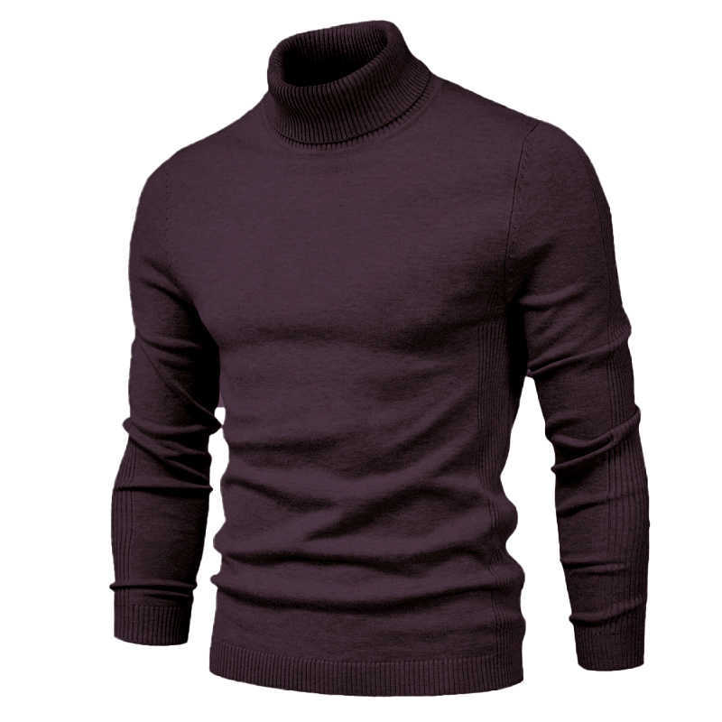 Herrtröjor 2022 män turtleneck tröja vinter högkvalitativ smal höghals långärmad tröjor avslappnad fast färg varma pullover stickade toppar t221019