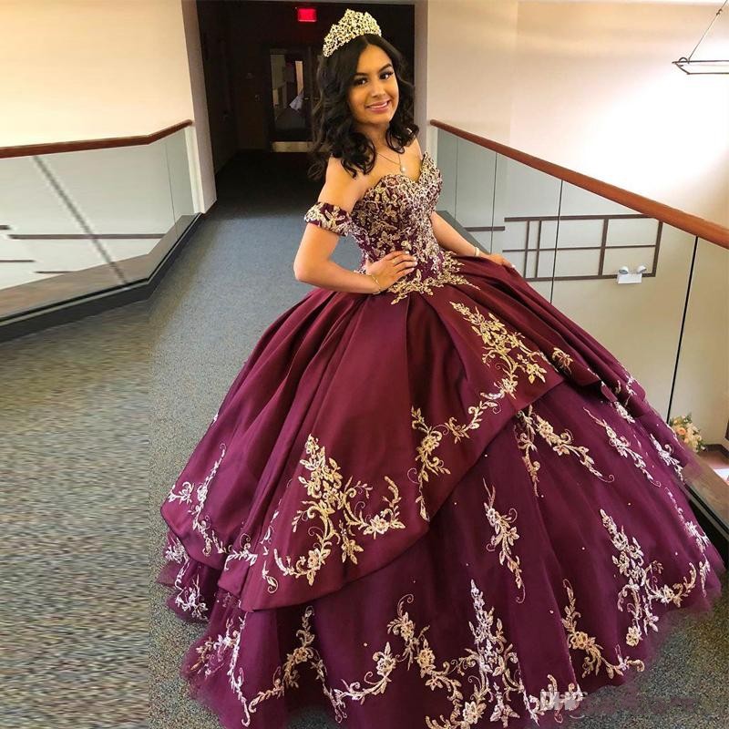 2023 Sexy Burgundy Quinceanera Dresses Sweetheart Embroidery Lace Appliques Crystal Beads Ball Gown Tulle Ruffles Vestidos De Dress Guest Corset Back