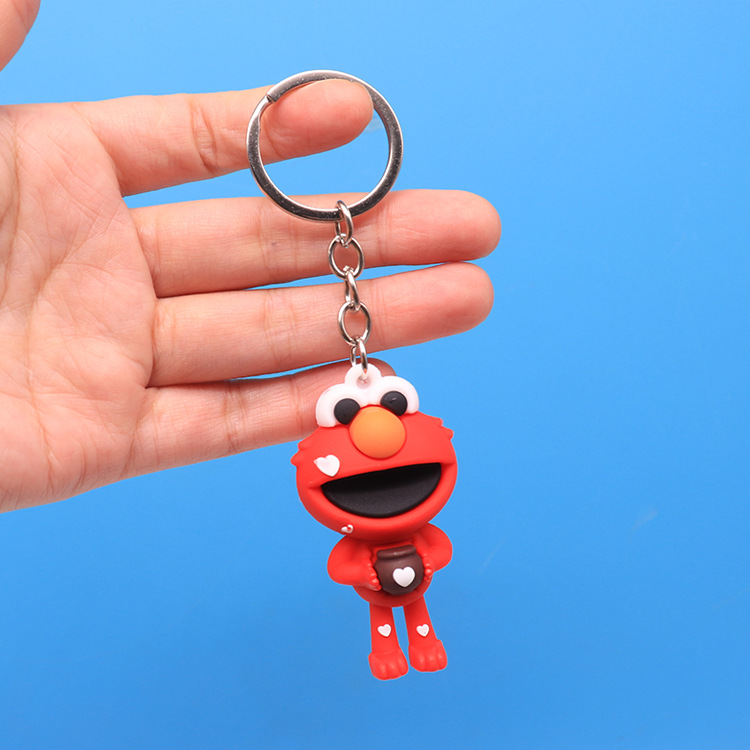 감압 장난감 Kawaii Sesame Street Keychain 만화 인형 소프트 키 삐걱 거리는 열쇠 고리 자동차 백팩 키 홀더 귀여운 키 버클 선물 D18