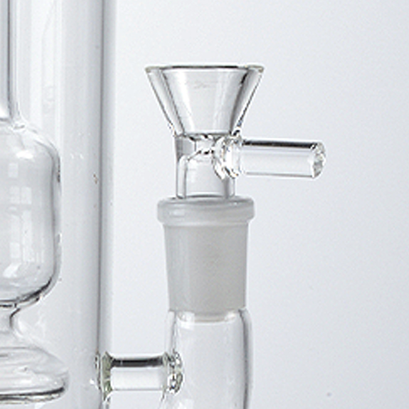 New Unique Double Bongs Special Hookahs 14mm Male And Female Jointt Dab Rigs Splashguard Inline Perc Water Pipes Sidecar Neck Glass Bong Both Herbs and Concentrates