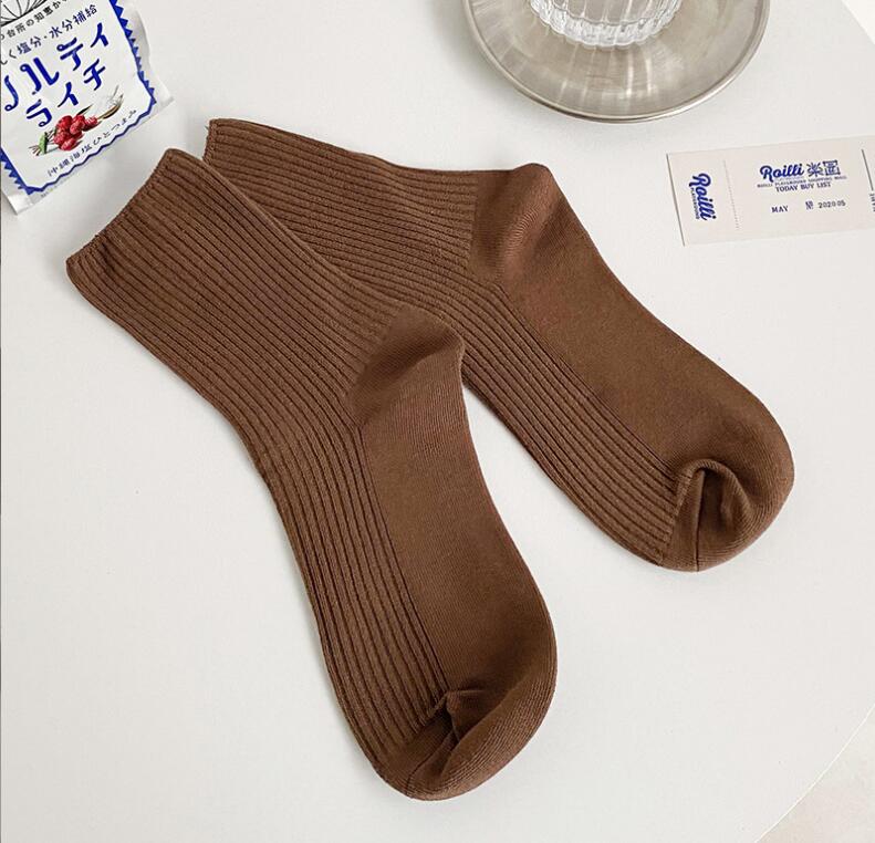Adolescentes crian￧as meias de cor s￳lida design menina mulher 100% algod￣o meia para o inverno primavera