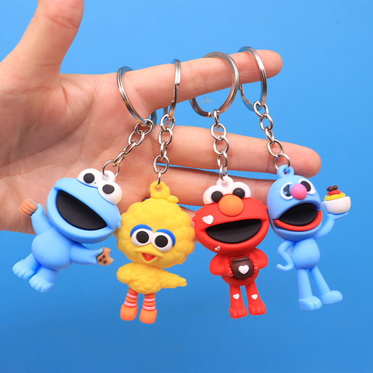 Decompression Toy Kawaii Sesame Street Keychain Cartoon Doll Soft Squishy Key Rings Car Backpack Keyholder Cute Key Buckle Gifts for Kids D18