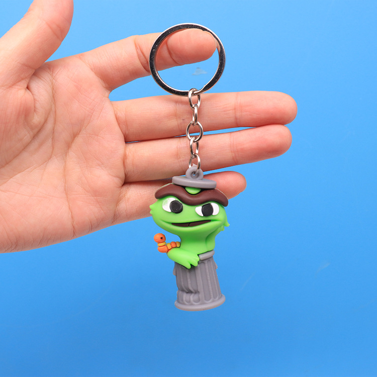 감압 장난감 Kawaii Sesame Street Keychain 만화 인형 소프트 키 삐걱 거리는 열쇠 고리 자동차 백팩 키 홀더 귀여운 키 버클 선물 D18