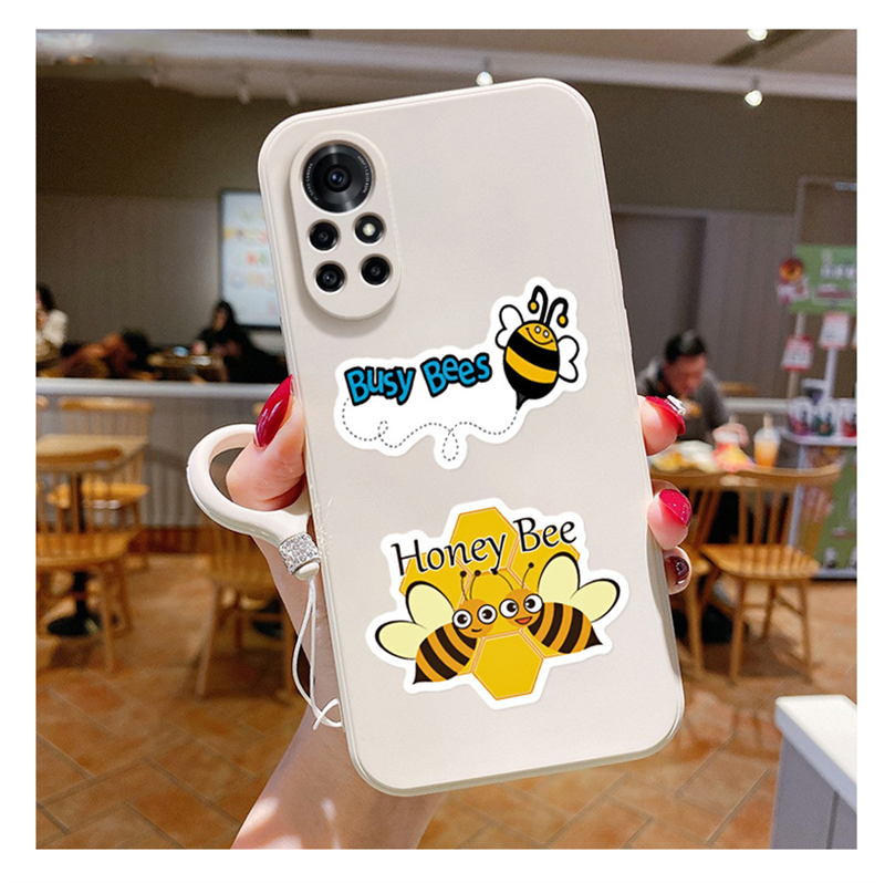 mignon abeille animaux autocollants pour enfants adolescents vinyle autocollant étanche pour ordinateur portable pare-chocs planche à roulettes bouteilles d'eau ordinateur téléphone BP-168