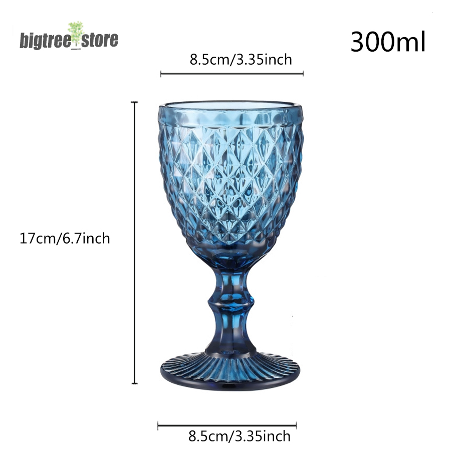 Bicchiere di vetro colorato da 10 once con gambo da 300 ml di bevande romantiche in rilievo 300 ml feste feste 8235324