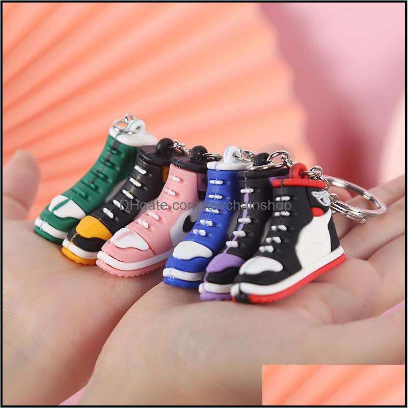 Keychains Lanyards Creative Mini Pvc Sneakers Keychains For Men Women Gym Sports Shoes Keychain Handbag Chain Basketball Shoe Key Ho Dhrkp