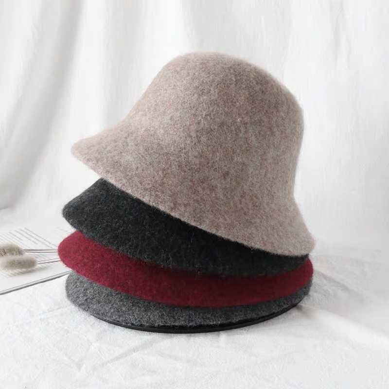 Czapki czaszki czapki jesienne zimowe wełna wiadra kapelusz dla kobiet mody vintage fisherman kapelusze wszechstronna czapka wiosenna czapka 6 kolorów foldab206n