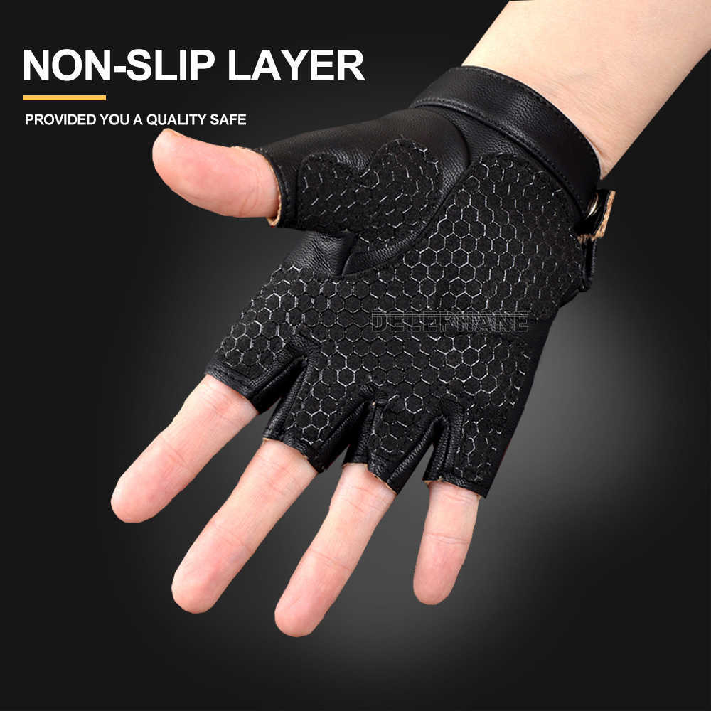 Radfahren Handschuhe Sommer Dünne PU Leder für Männer Frauen Nicht-slip Fingerlose Mode Hand Schwarz Motorrad Arbeit Fahren Airsoft T221019