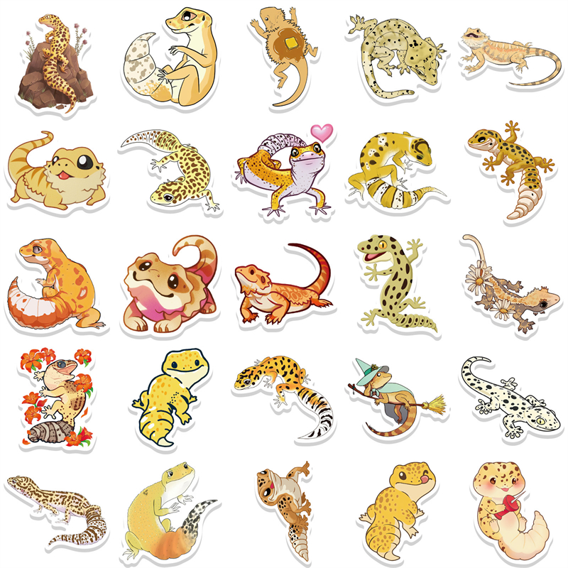 50 pièces autocollants animaux lézard mignon pour enfants adolescents vinyle autocollant étanche pour ordinateur portable pare-chocs planche à roulettes bouteilles d'eau ordinateur téléphone GT187