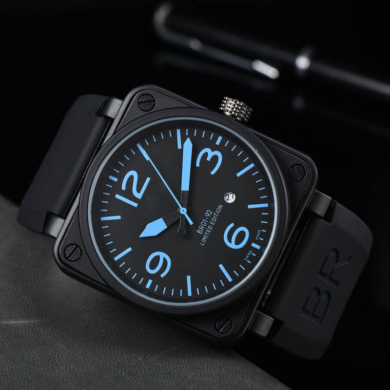 Luxury top brand men's mechanical watch business leisure calendar waterproof stainless steel black shell rubber band watch