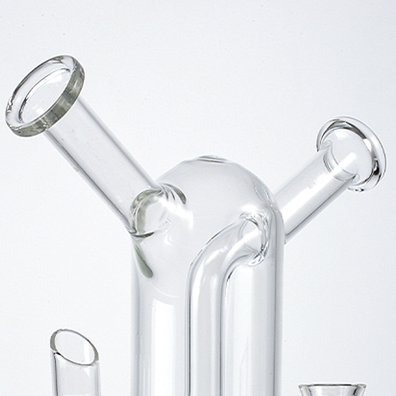 New Unique Double Bongs Special Hookahs 14mm Male And Female Jointt Dab Rigs Splashguard Inline Perc Water Pipes Sidecar Neck Glass Bong Both Herbs and Concentrates