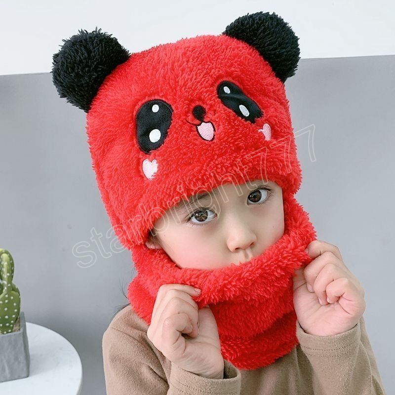 Hiver enfants chapeau en peluche polaire enfants casquettes dessin animé chapeau pour filles garçons écharpe épaissir casquette nouveau-né photographie bébé trucs