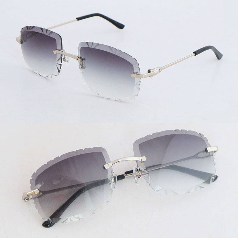 Occhiali da sole senza montatura in metallo di ultima moda Uomo Donna Designer Occhiali da sole con taglio a diamante Protezione Design esterno 00500 Occhiali da sole Optic273D