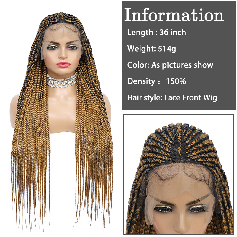 Pelucas trenzadas con caja frontal de encaje peluca sintética para mujeres negras estilo de cabello como tu propio cabello A21112