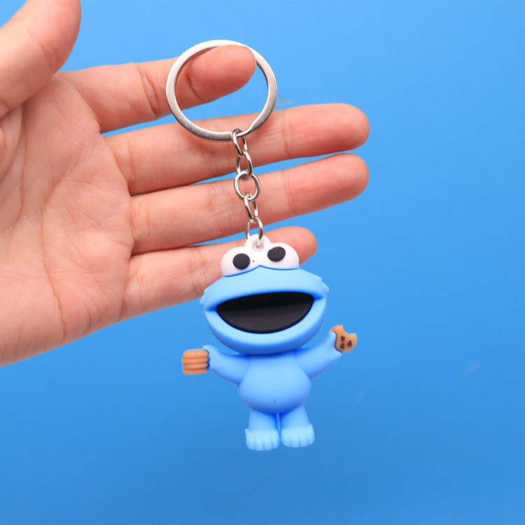 감압 장난감 Kawaii Sesame Street Keychain 만화 인형 소프트 키 삐걱 거리는 열쇠 고리 자동차 백팩 키 홀더 귀여운 키 버클 선물 D18