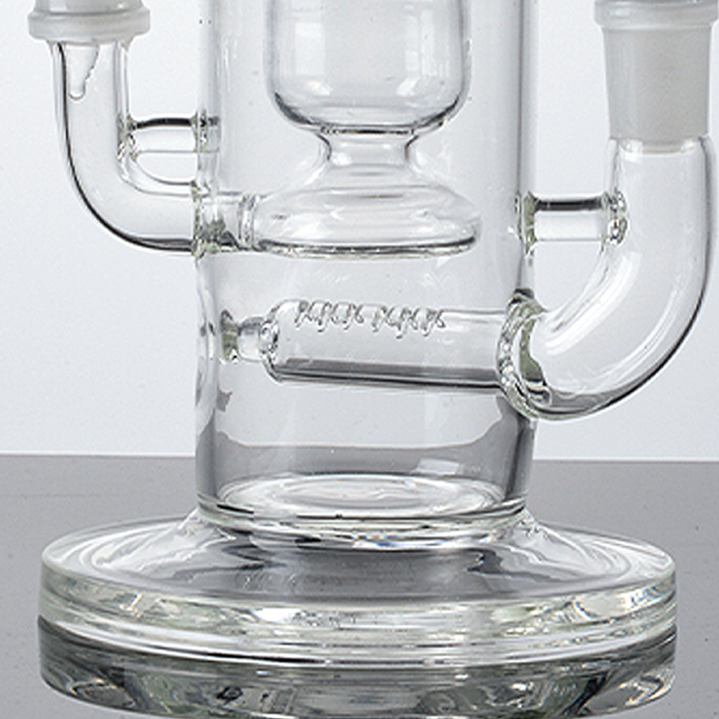 New Unique Double Bongs Special Hookahs 14mm Male And Female Jointt Dab Rigs Splashguard Inline Perc Water Pipes Sidecar Neck Glass Bong Both Herbs and Concentrates