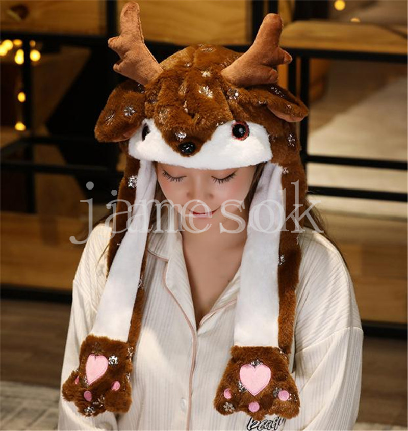 Chapeau de décorations de Noël Chapeaux de fête de Noël Père Noël bonhomme de neige Elk peut déplacer les oreilles chapeau Casquettes de Noël de848