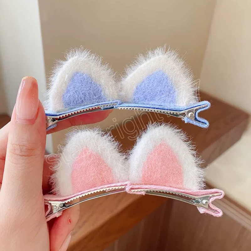 Mignon en peluche chat oreilles pinces à cheveux pour filles enfants beaux cheveux décorer épingles à cheveux Barrettes enfants doux cheveux accessoires