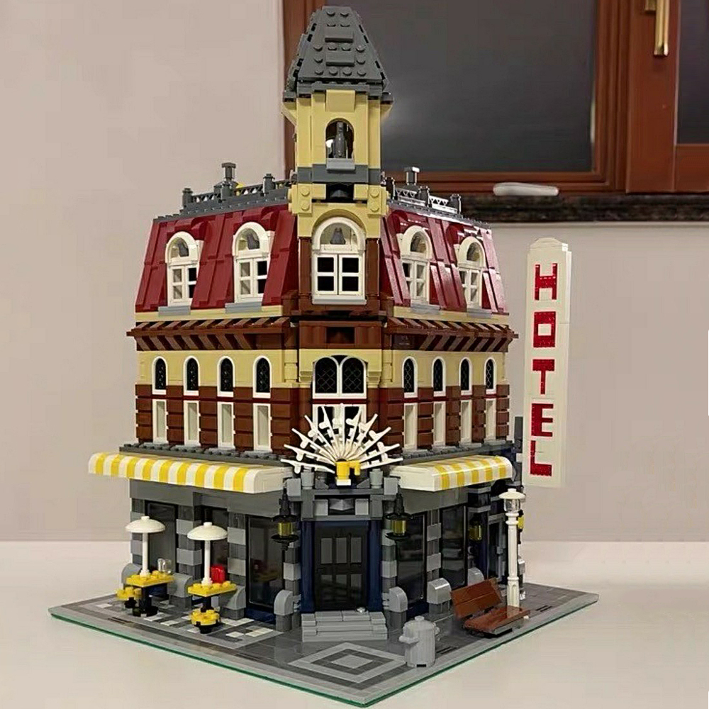 Blokken Creatoring Expert Brick Bank Cafe Corner Model MOC Modular Houses Building Toys Pet Book Shop Town Hall Downtown Dainer 221021