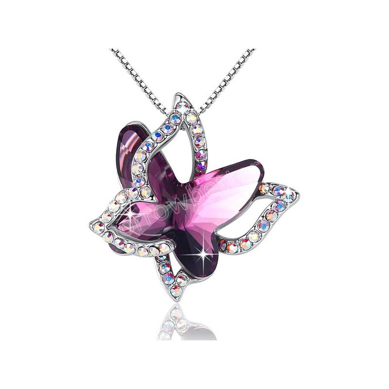 Coloré cristal papillon pendentif collier ras du cou pour les femmes Cocktail déclaration chaîne collier Bijoux Bijoux cadeaux