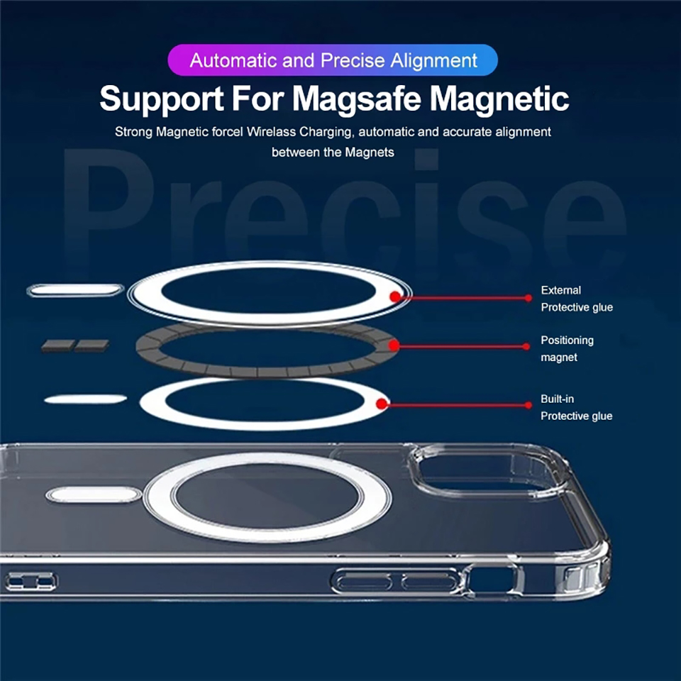 Estojos transparentes magnéticos com couro magsafe carteira para cartão de crédito bolso para dinheiro bolsa para iphone 14 12 13 mini pro max capa magnética