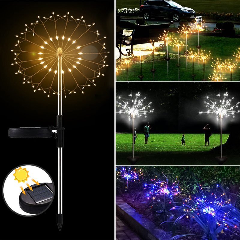 LED Słoneczne światła fajerwerków Wodoodporne lekarstwo na zewnątrz Dandelion Lampa Lampa Flash String Wai Lights for Garden Landscape Decor 3970494