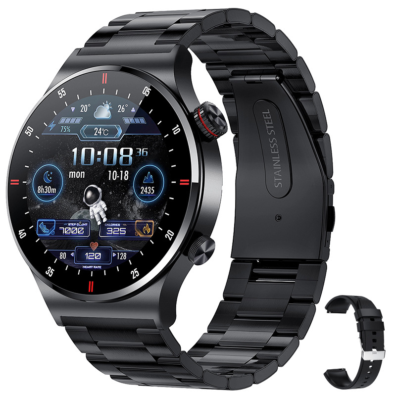 Nuevos relojes inteligentes Bluetooth QW33 smartwatch ECG PPG Business correa de acero inoxidable reloj impermeable para hombres