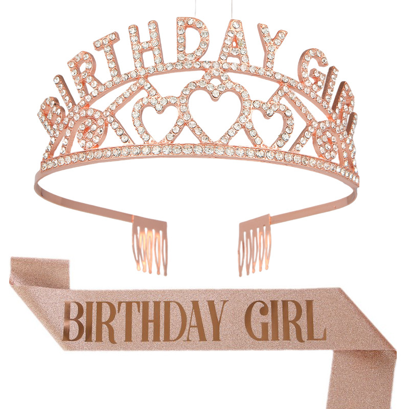Europe and America Headbands New BIRTHDAY GIRL Birthday Crown Shoulder Belt Etiquette Party Headwear Hair Jewelry