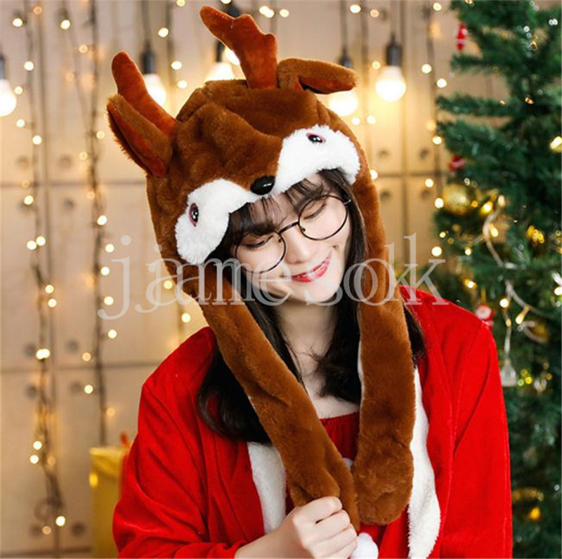 Chapeau de décorations de Noël Chapeaux de fête de Noël Père Noël bonhomme de neige Elk peut déplacer les oreilles chapeau Casquettes de Noël de848